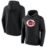 Cincinnati Reds Official Logo Fitted Pullover Hoodie - Black