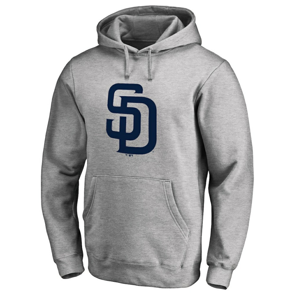 San Diego Padres Official Logo Fitted Pullover Hoodie - Heather Gray