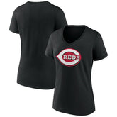 Cincinnati Reds Women's Secondary Color Primary Logo T-Shirt - Black