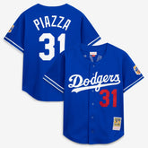 Mike Piazza Los Angeles Dodgers Cooperstown Collection Mesh Batting Practice Button-Up Jersey - Royal | Mitchell & Ness