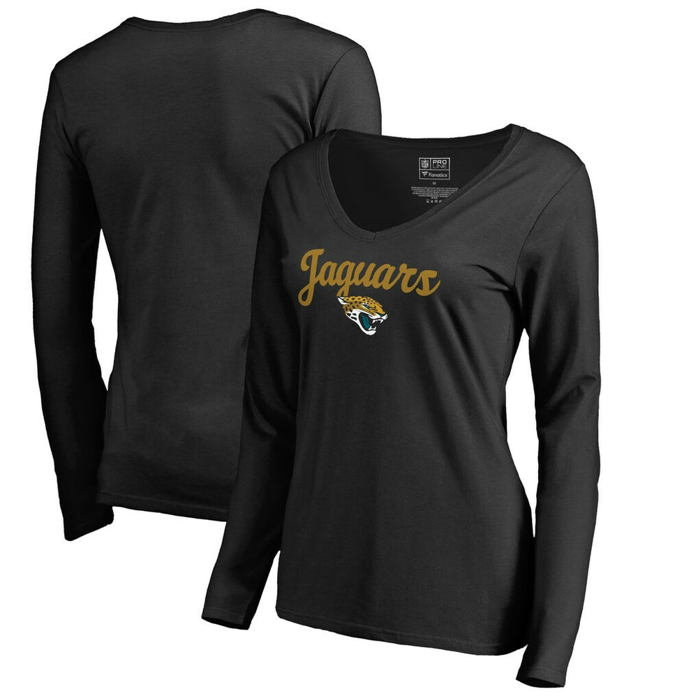 Jacksonville Jaguars Women's Freehand V-Neck Long Sleeve T-Shirt - Black online