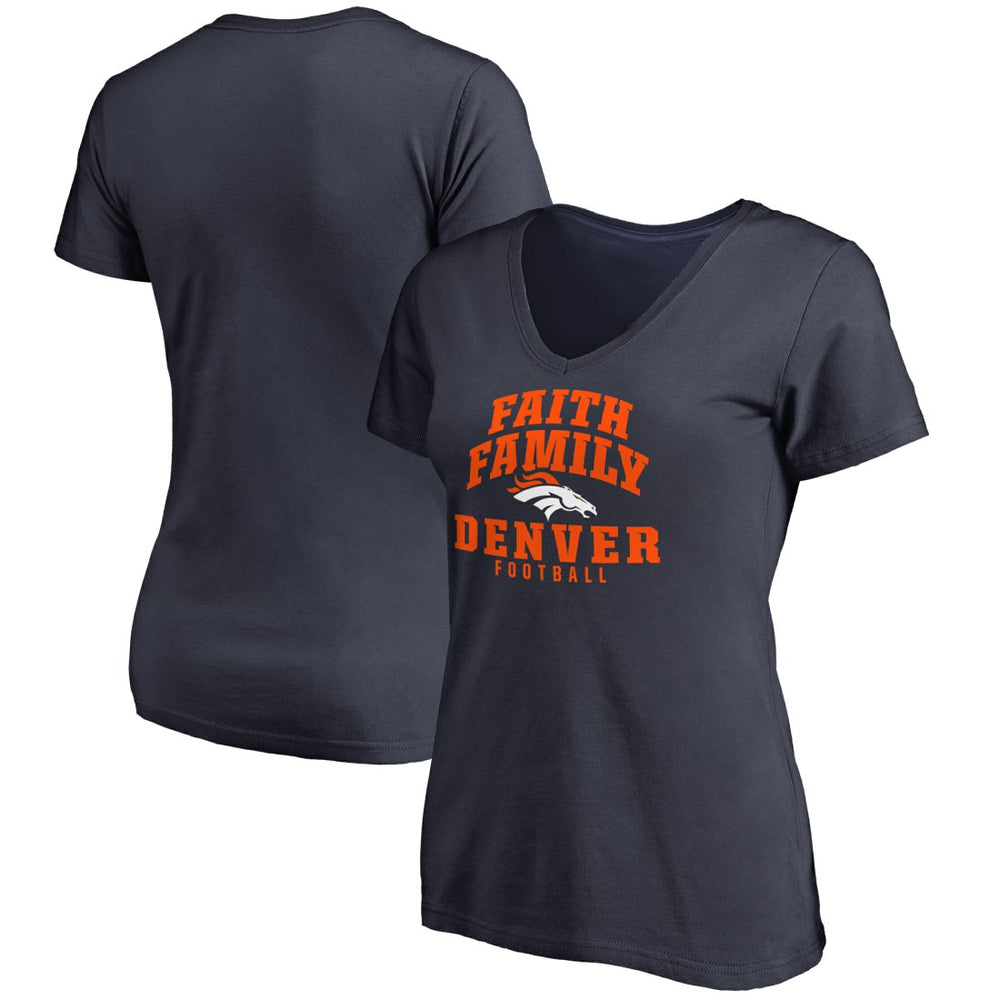 Denver Broncos Women's Faith Family V-Neck T-Shirt - Navy outlet