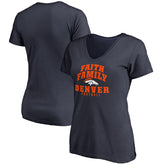 Denver Broncos Women's Faith Family V-Neck T-Shirt - Navy outlet