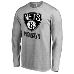 Brooklyn Nets Primary Logo Long Sleeve T-Shirt - Heather Gray for sale