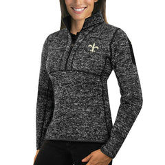 New Orleans Saints Antigua Women's Fortune Half-Zip Sweater - Heather Black discount