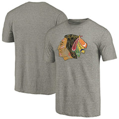 Chicago Blackhawks Throwback Logo 1960-1961 Tri-Blend T-Shirt Ash