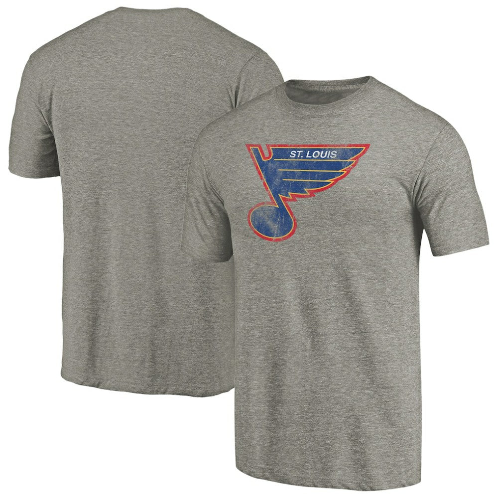 St. Louis Blues Throwback Logo 1987-1989 Tri-Blend T-Shirt Ash