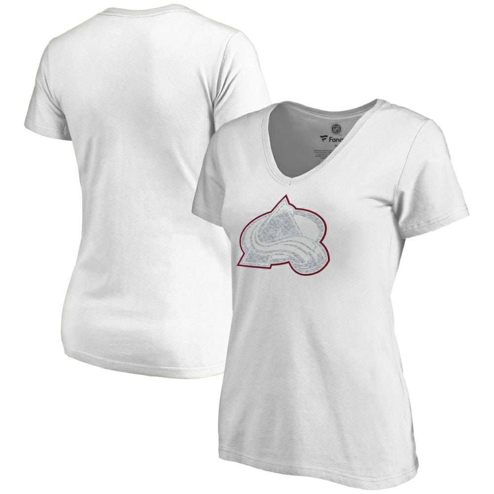 Colorado Avalanche Women's Whiteout V-Neck T-Shirt White