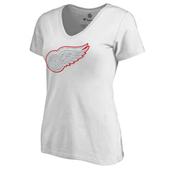 Detroit Red Wings Women's Whiteout V-Neck T-Shirt White
