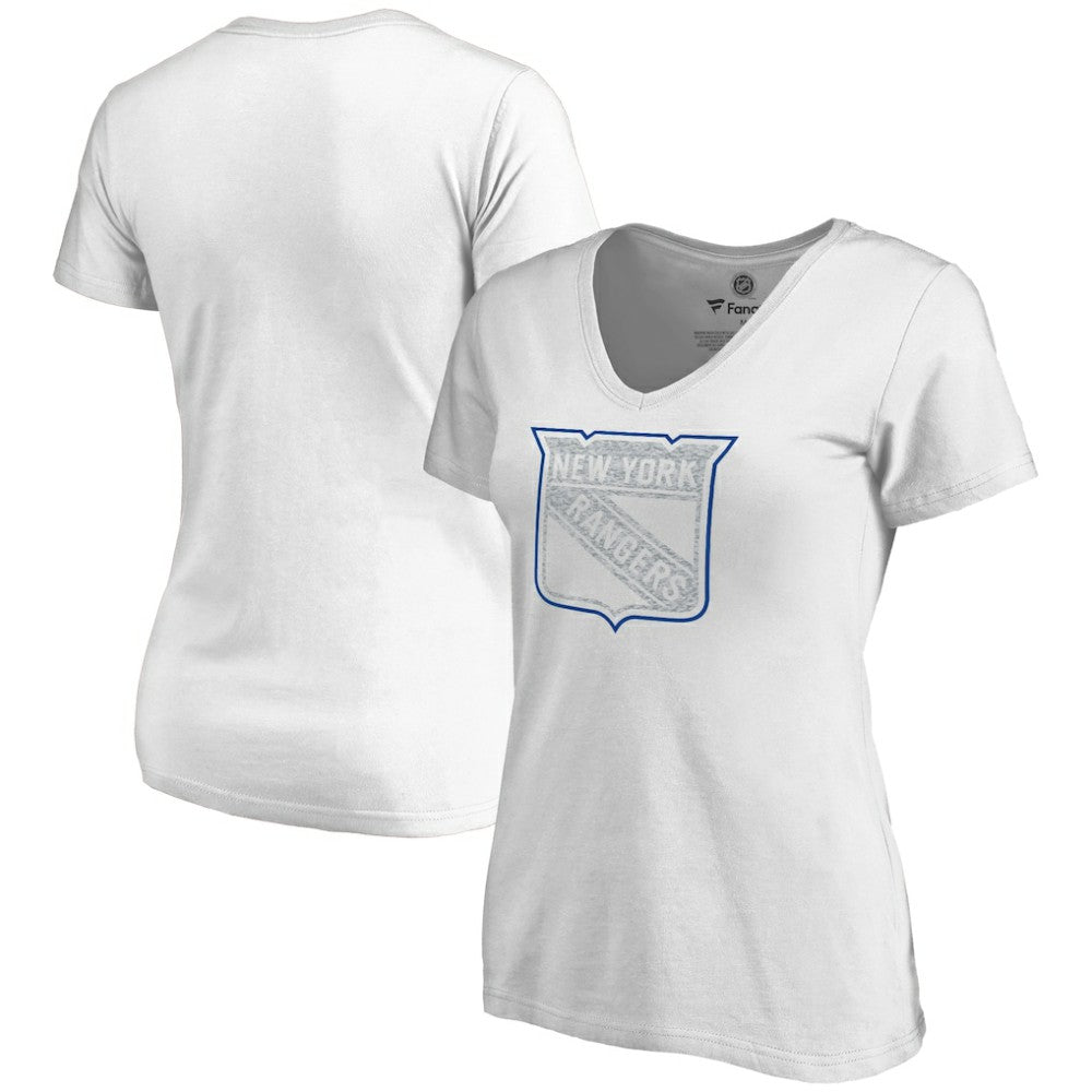 New York Rangers Women's Whiteout V-Neck T-Shirt White