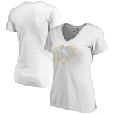 Pittsburgh Penguins Women's Whiteout V-Neck T-Shirt White