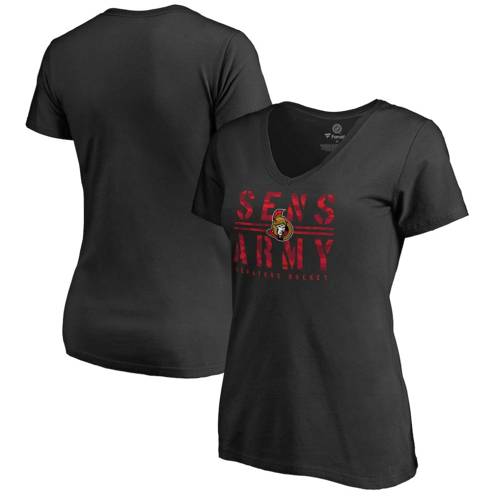 Ottawa Senators Women's Hometown Collection Sens Army V-Neck T-Shirt Black