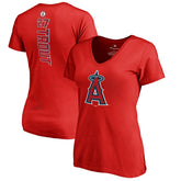 Mike Trout Los Angeles Angels Women's Backer V-Neck T-Shirt - Red