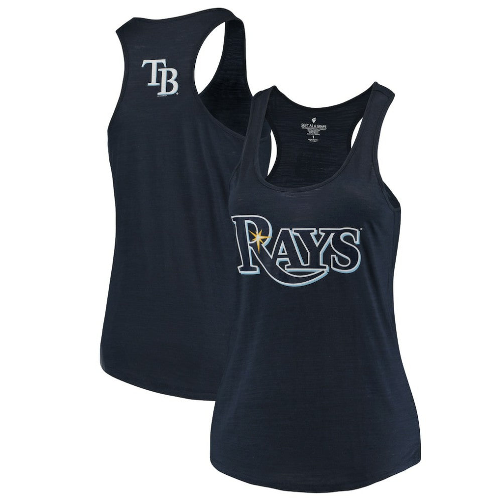 Tampa Bay Rays Soft as a Grape Women's Plus Size Swing for the Fences Racerback Tank Top - Navy