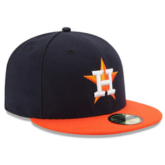 Houston Astros Road Authentic Collection On Field 59FIFTY Performance Fitted Hat - Navy/Orange | New Era