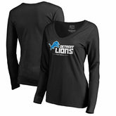 Detroit Lions Women's Team Lockup V-Neck Long Sleeve T-Shirt - Black sale