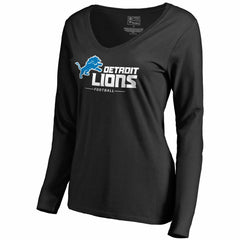 Detroit Lions Women's Team Lockup V-Neck Long Sleeve T-Shirt - Black sale