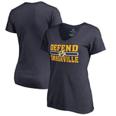 Nashville Predators Women's Hometown Collection Defend V-Neck T-Shirt Navy