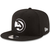 Atlanta Hawks Black & White Logo 9FIFTY Adjustable Snapback Hat - Black | New Era on sale