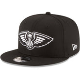 New Orleans Pelicans Black & White Logo 9FIFTY Adjustable Snapback Hat - Black | New Era for sale