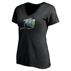 Tampa Bay Rays Women's Core Wahconah V-Neck T-Shirt - Black