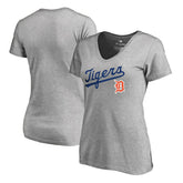 Detroit Tigers Women's Core Wahconah V-Neck T-Shirt - Heather Gray