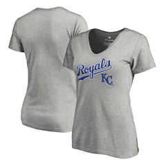 Kansas City Royals Women's Core Wahconah V-Neck T-Shirt - Heather Gray