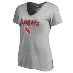 Los Angeles Angels Women's Core Wahconah V-Neck T-Shirt - Heather Gray