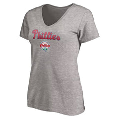 Philadelphia Phillies Women's Core Wahconah V-Neck T-Shirt - Heather Gray