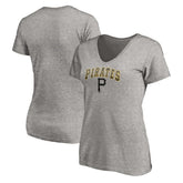 Pittsburgh Pirates Women's Core Wahconah V-Neck T-Shirt - Heather Gray
