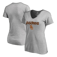 San Diego Padres Women's Core Wahconah V-Neck T-Shirt - Heather Gray
