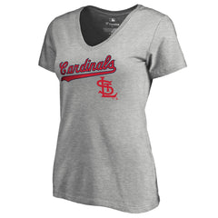 St. Louis Cardinals Women's Core Wahconah V-Neck T-Shirt - Heather Gray