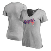 Texas Rangers Women's Core Wahconah V-Neck T-Shirt - Heather Gray