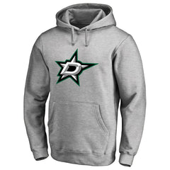 Dallas Stars Primary Team Logo Fleece Fitted Pullover Hoodie Heather Gray