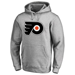 Philadelphia Flyers Primary Team Logo Fleece Fitted Pullover Hoodie Heather Gray