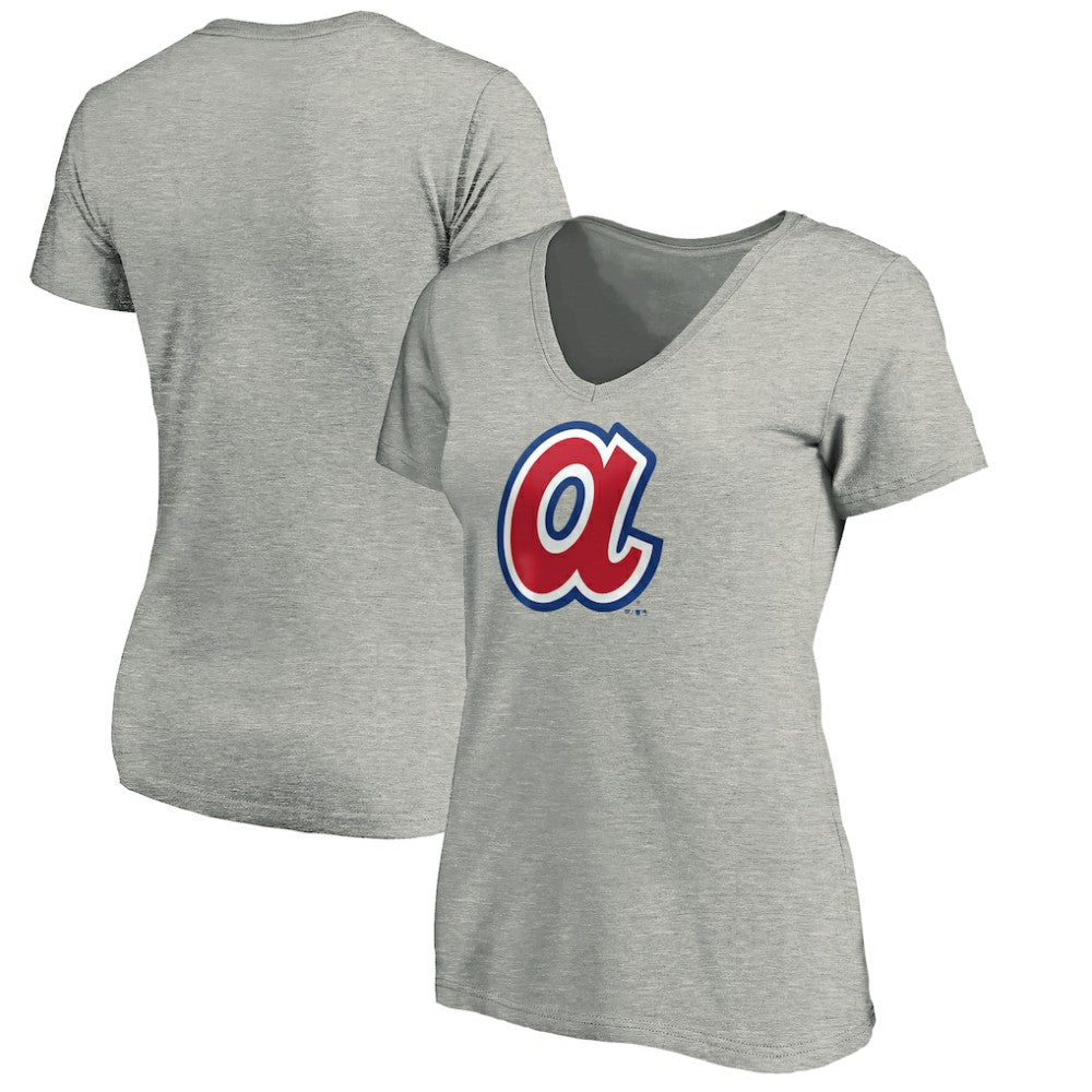 Atlanta Braves Women's Forbes V-Neck T-Shirt - Ash