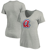 Atlanta Braves Women's Forbes V-Neck T-Shirt - Ash