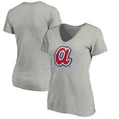 Atlanta Braves Women's Forbes V-Neck T-Shirt - Ash