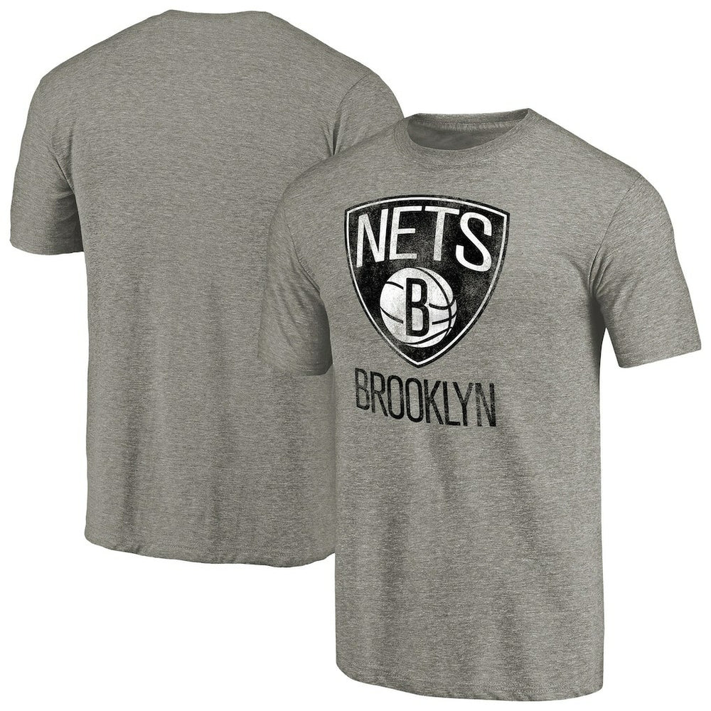 Brooklyn Nets Distressed Team Logo Tri-Blend T-Shirt - Heather Gray cheap
