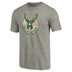 Milwaukee Bucks Distressed Team Logo Tri-Blend T-Shirt - Heather Gray discount