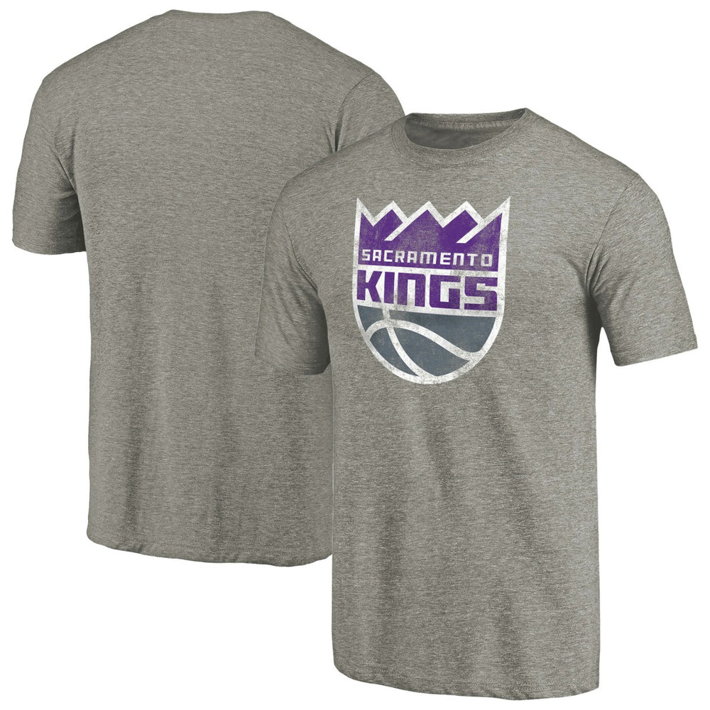 Sacramento Kings Distressed Team Logo Tri-Blend T-Shirt - Heather Gray cheap