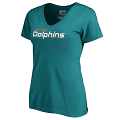 Miami Dolphins Women's Wordmark V-Neck T-Shirt - Aqua outlet