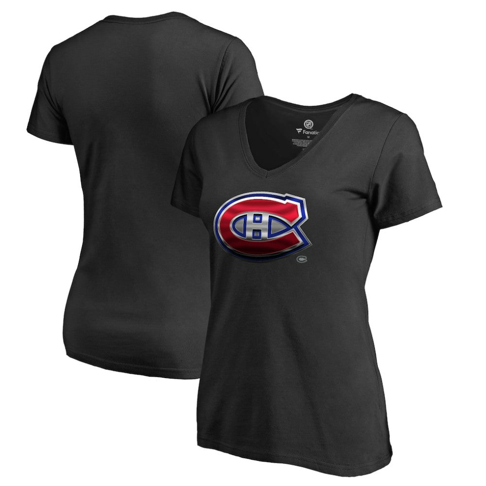 Montreal Canadiens Women's Midnight Mascot V-Neck T-Shirt Black