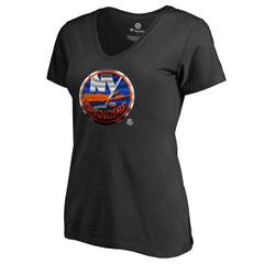 New York Islanders Women's Midnight Mascot V-Neck T-Shirt Black
