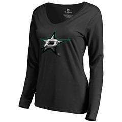 Dallas Stars Women's Midnight Mascot Long Sleeve V-Neck T-Shirt Black