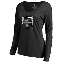 Los Angeles Kings Women's Midnight Mascot Long Sleeve V-Neck T-Shirt Black