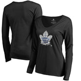 Toronto Maple Leafs Women's Midnight Mascot Long Sleeve V-Neck T-Shirt Black
