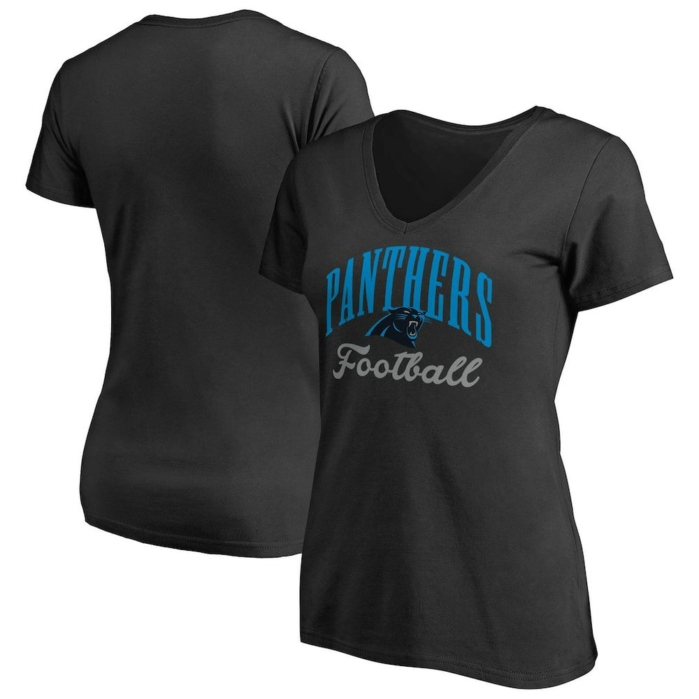 Carolina Panthers Women's Victory Script V-Neck T-Shirt -Black for sale