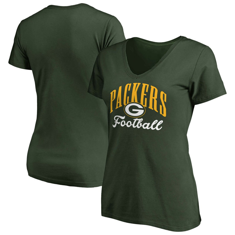 Green Bay Packers Women's Victory Script V-Neck T-Shirt -Green for sale