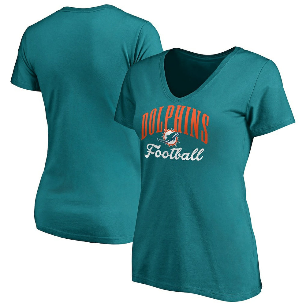 Miami Dolphins Women's Victory Script V-Neck T-Shirt -Aqua cheap